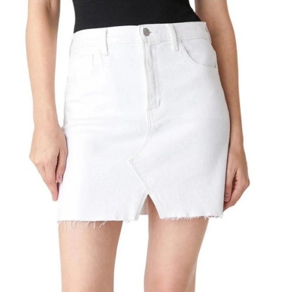 J Brand Jules High Rise Denim Mini Skirt in White, Frayed Hem, Size 31, EUC!